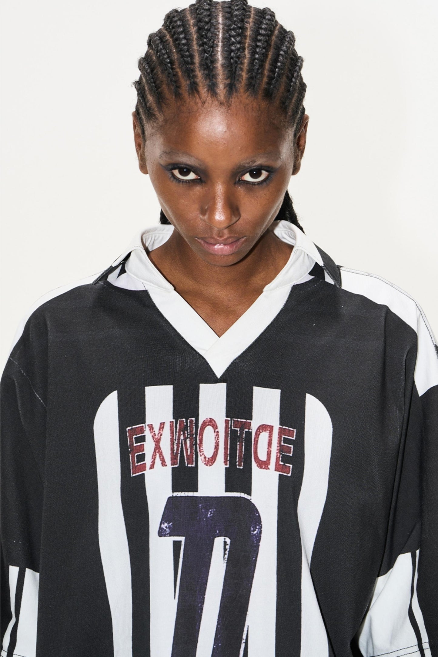 Striped V-Neck Polo Tee