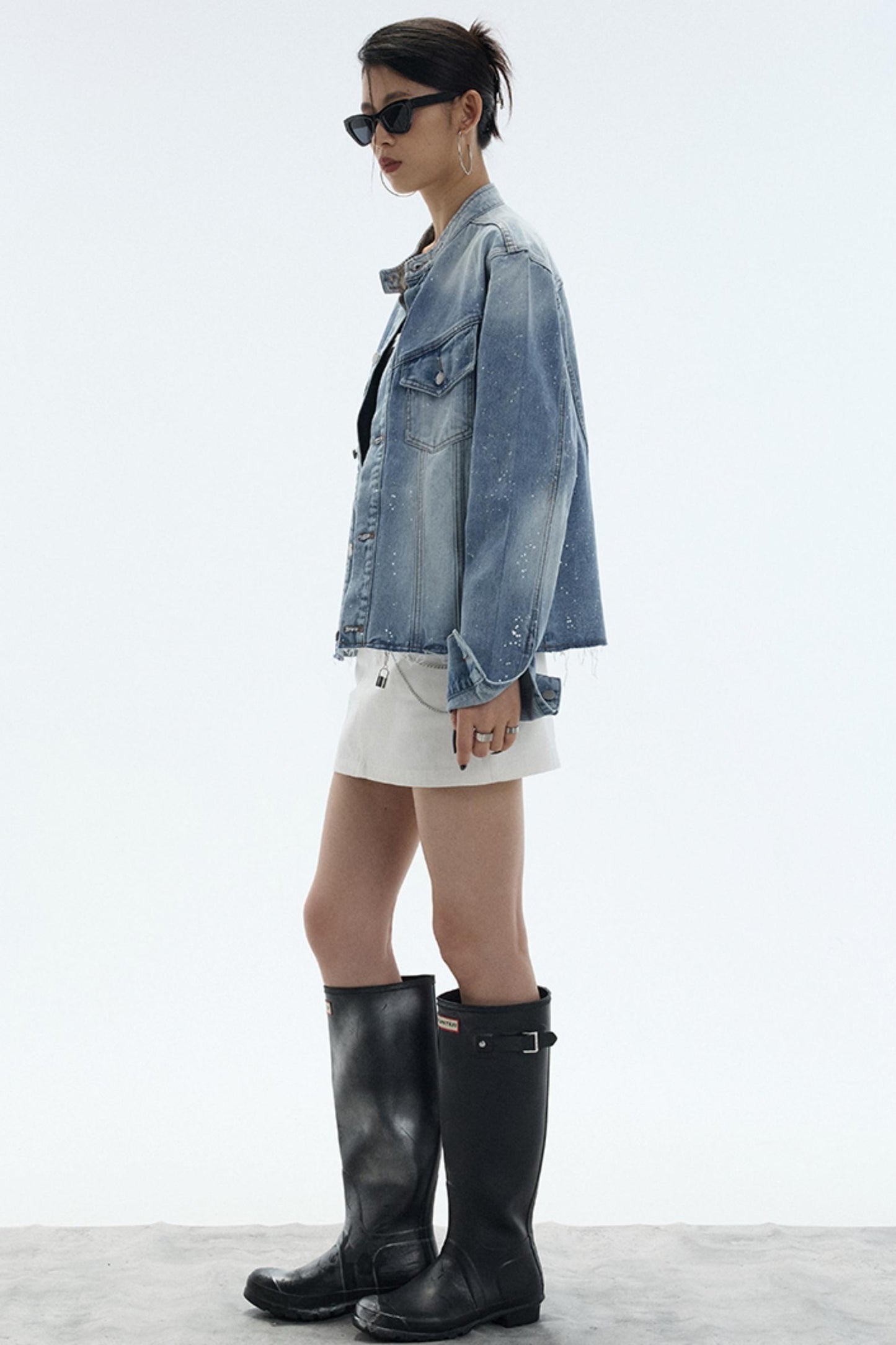 Slimming White A-Line Denim Skirt