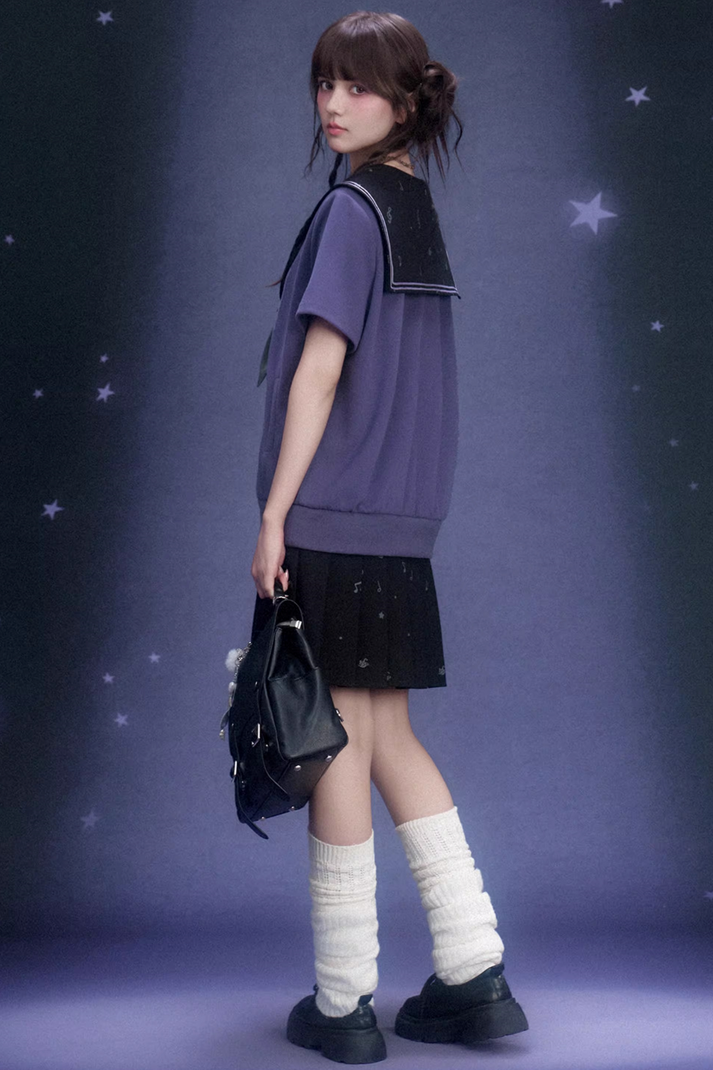 Deep Purple Sailor Collar Dress