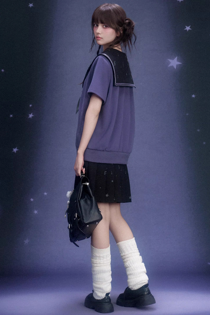 Deep Purple Sailor Collar Dress