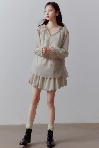 Apricot Gray Bud Dress