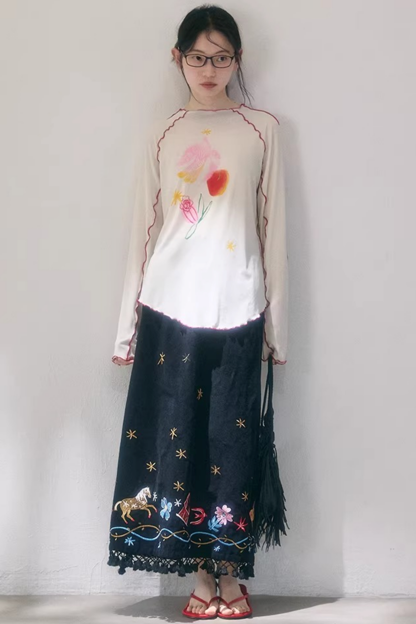 Tencel-Bluse mit Poesie-Print