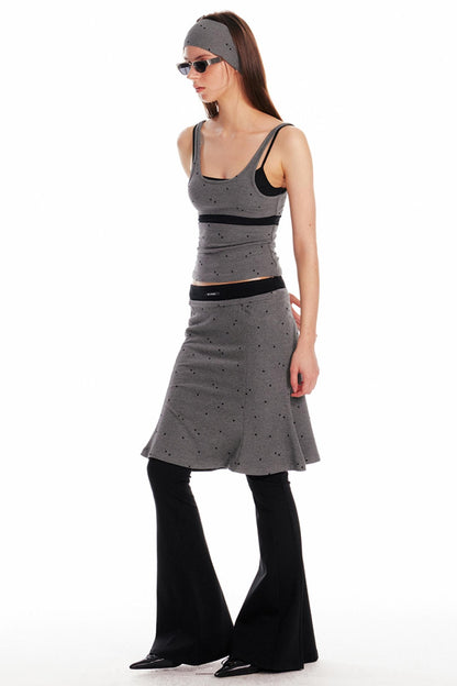 Summer Knit Suspender Skirt Set-Up