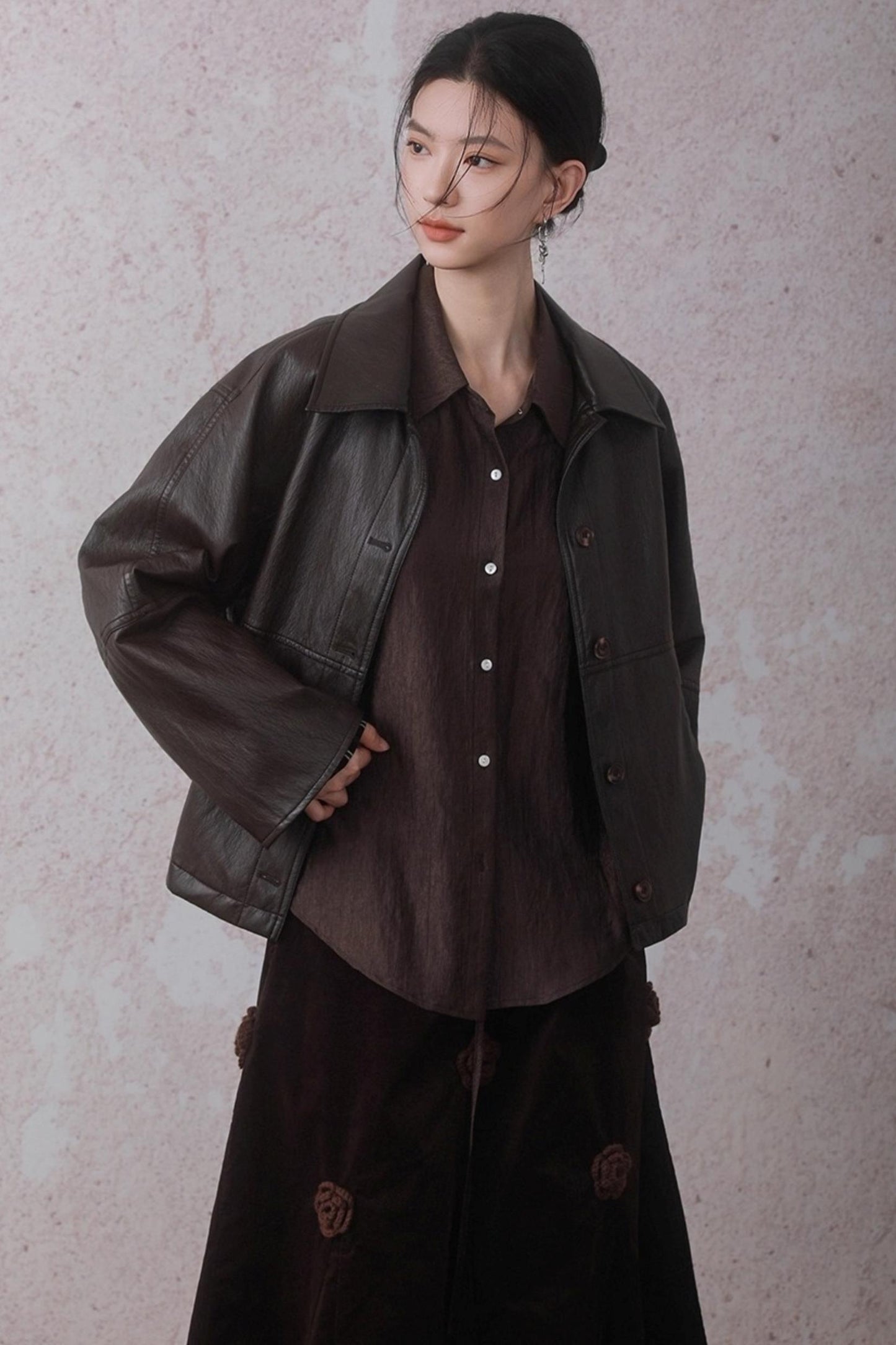 Autumn Acetate Chinese Shirt