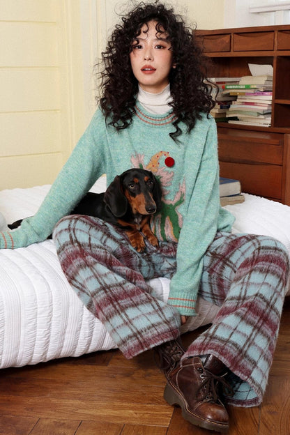 Velvet Woolen Retro Pants