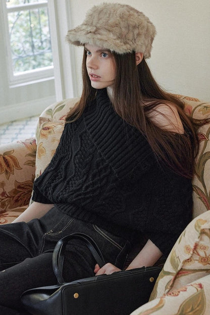 Asymmetrical Merino Wool Cape Sweater