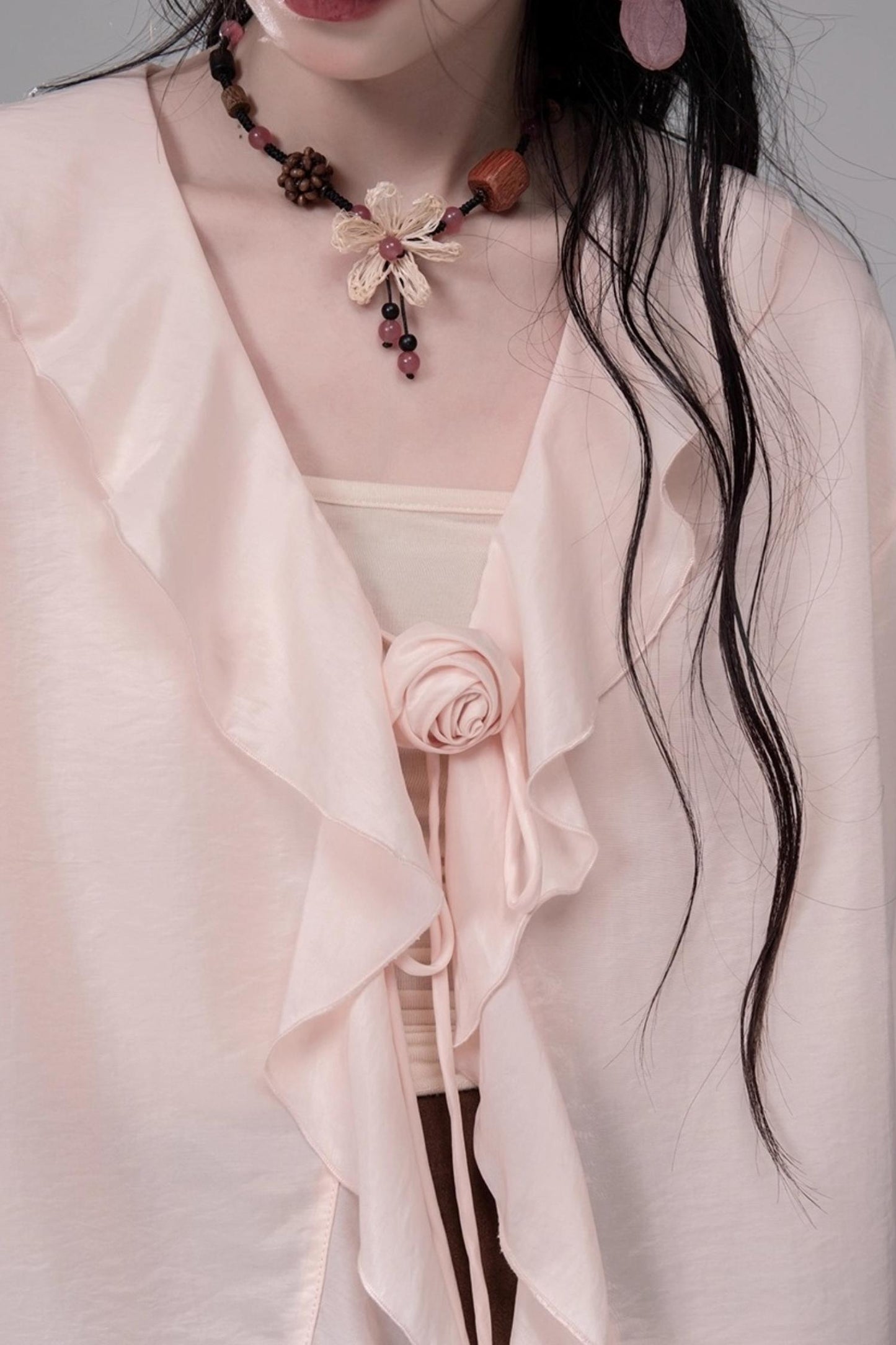 Light Peony Ruffle Cardigan