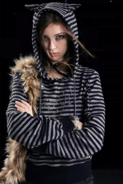 Punk Rivet Hooded Sweatshirt