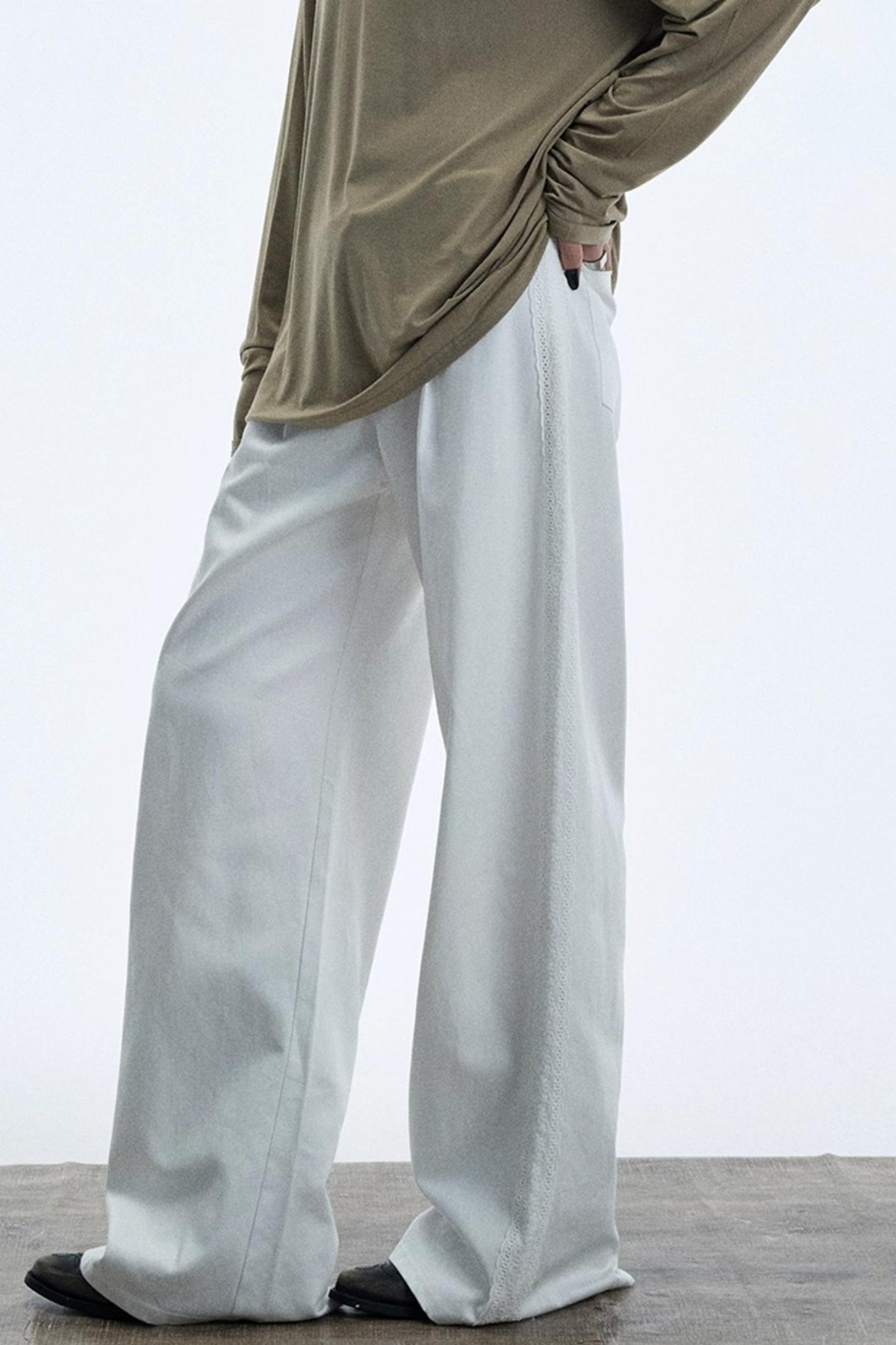 Autumn White Wide-Leg Pants