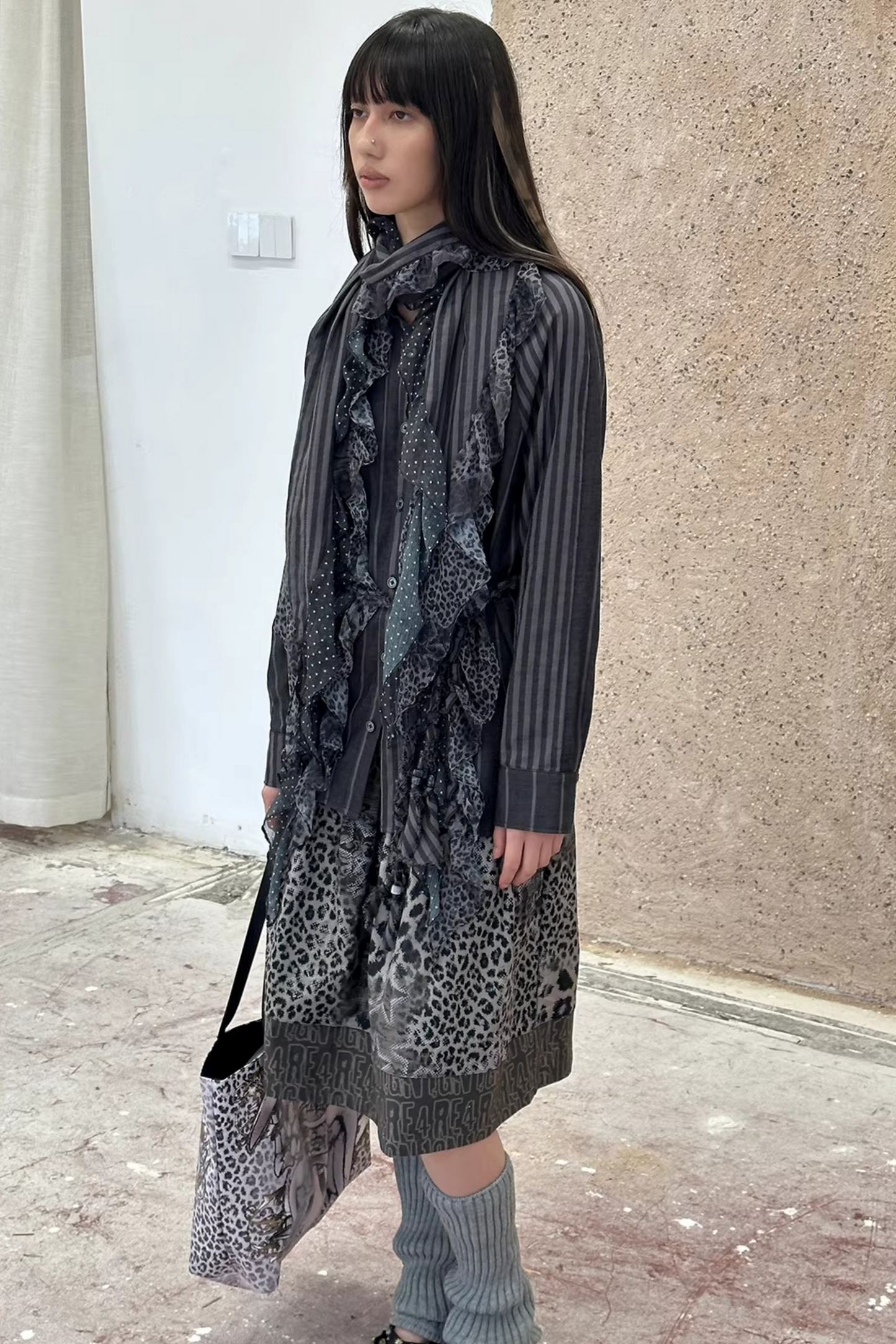 Leopard Graffiti Pleated Skirt