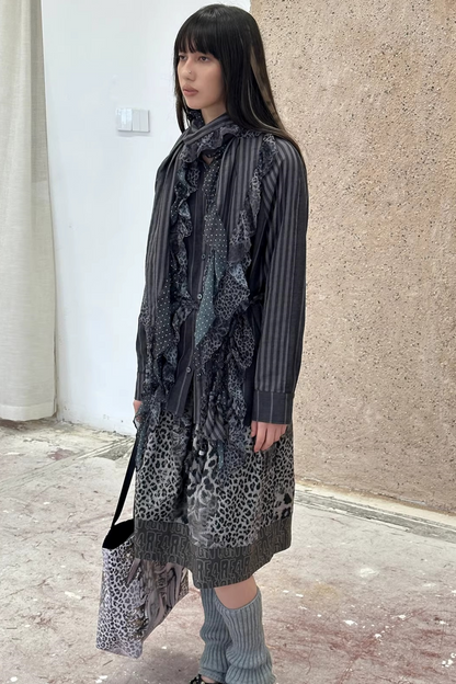 Leopard Graffiti Pleated Skirt