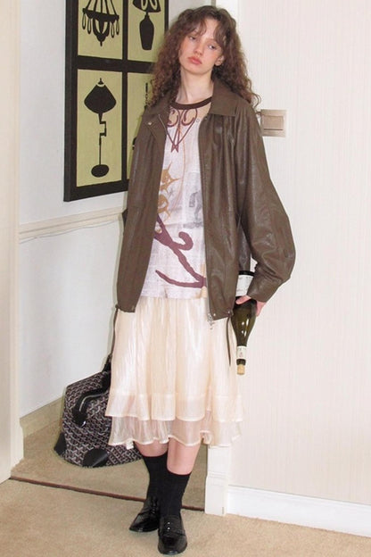 Vintage Matte Coffee Leather Jacket