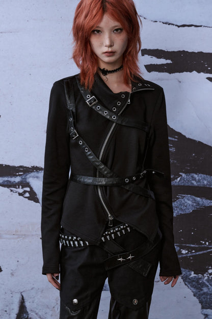 Metallic Turtleneck Knit Top