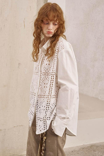 Front Lace Thin Cut-Out Shirt