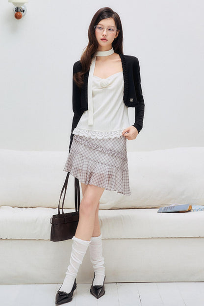 Black Drawstring Lace Cardigan