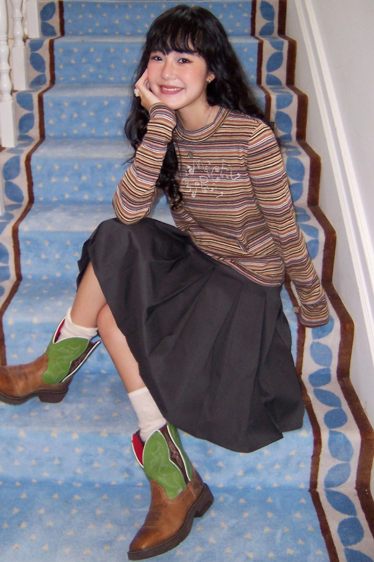 Sugar Melody Striped Long-Sleeved Top