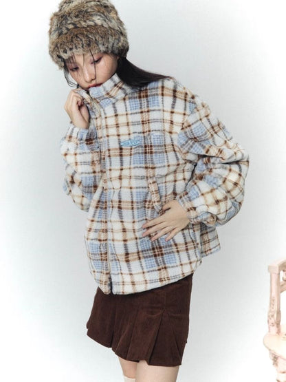 Soft Plaid Plush Thickened Jacket