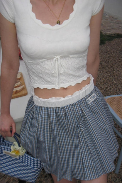 Blue Lace A-Line Skirt