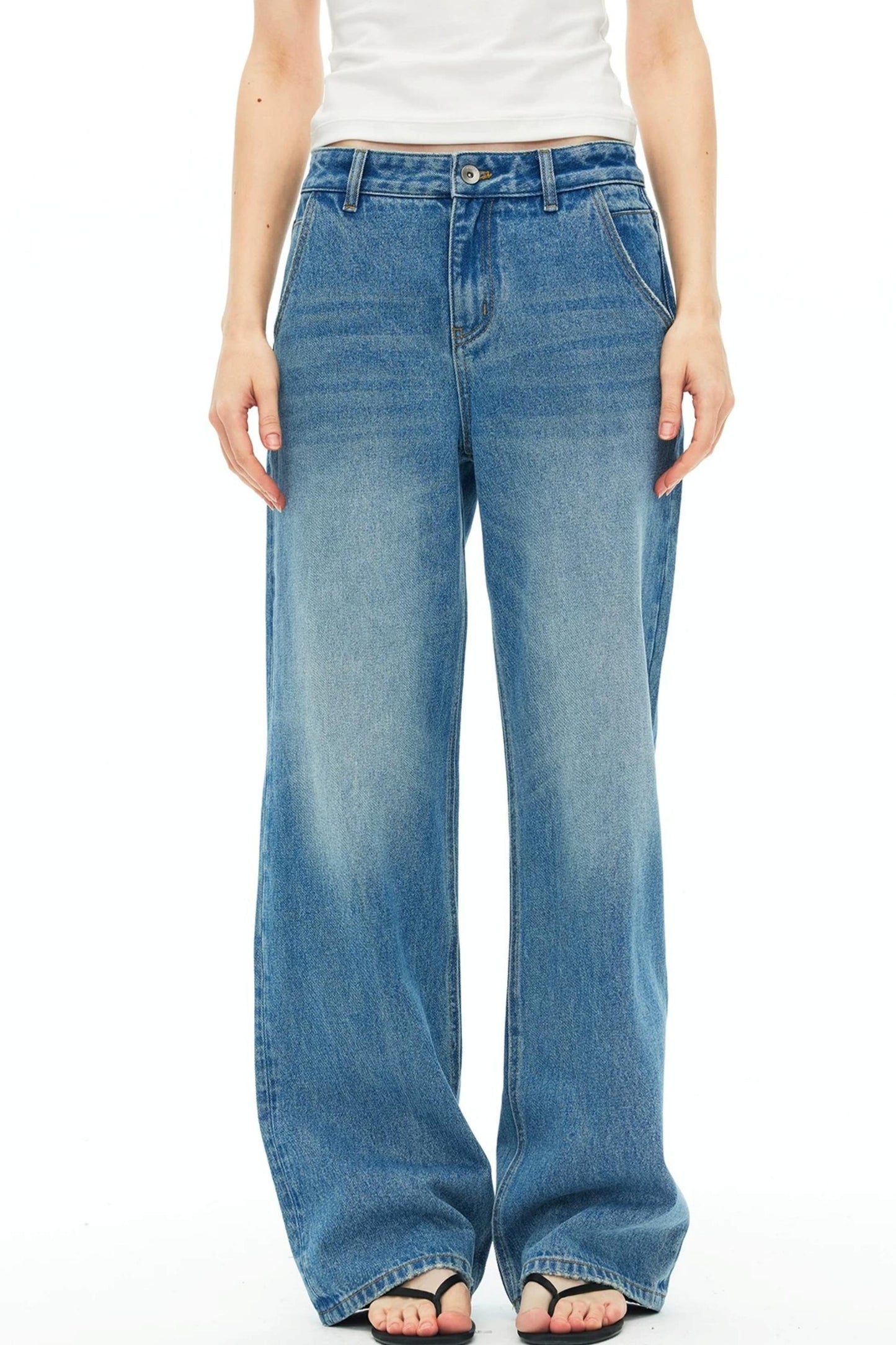 Vintage Distressed Cotton Jeans
