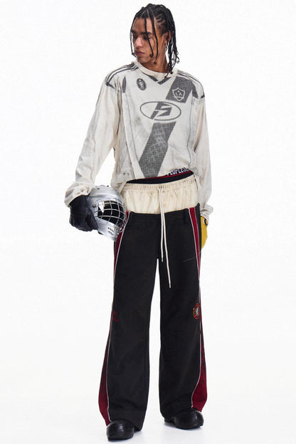 Racing Contrast Wide-Leg Trousers