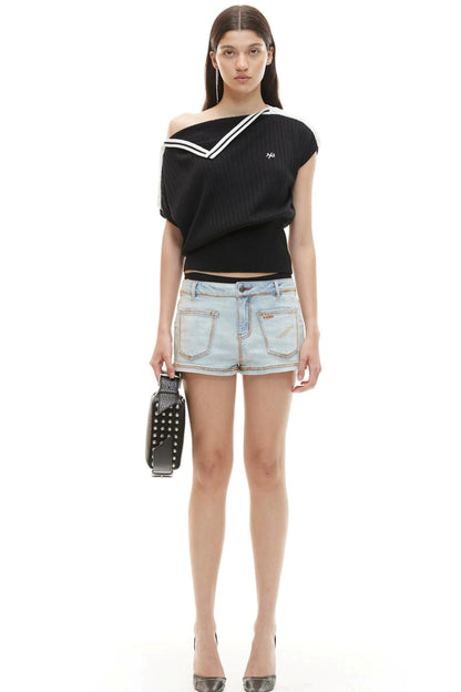 Acetate Wool Asymmetrical Top