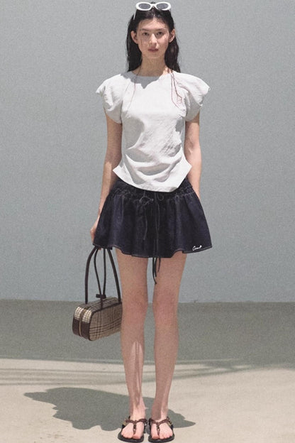 Embroidered Lyocell Puffy A-Line Skirt