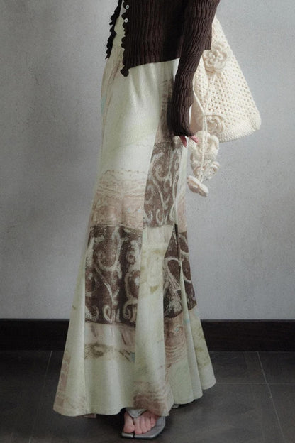 Artistic Jacquard Knit Skirt