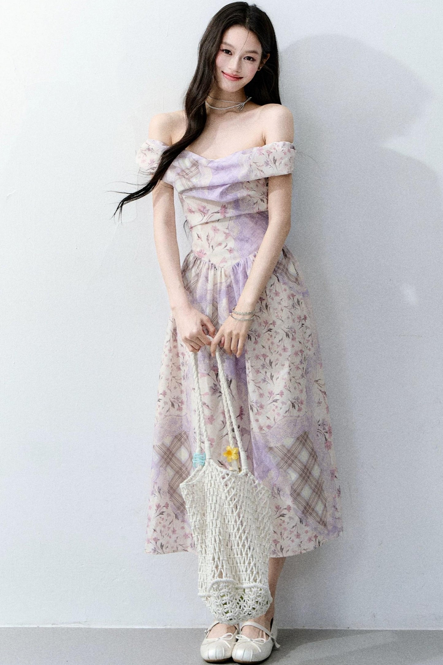 Purple Mist Off-Shoulder Dress