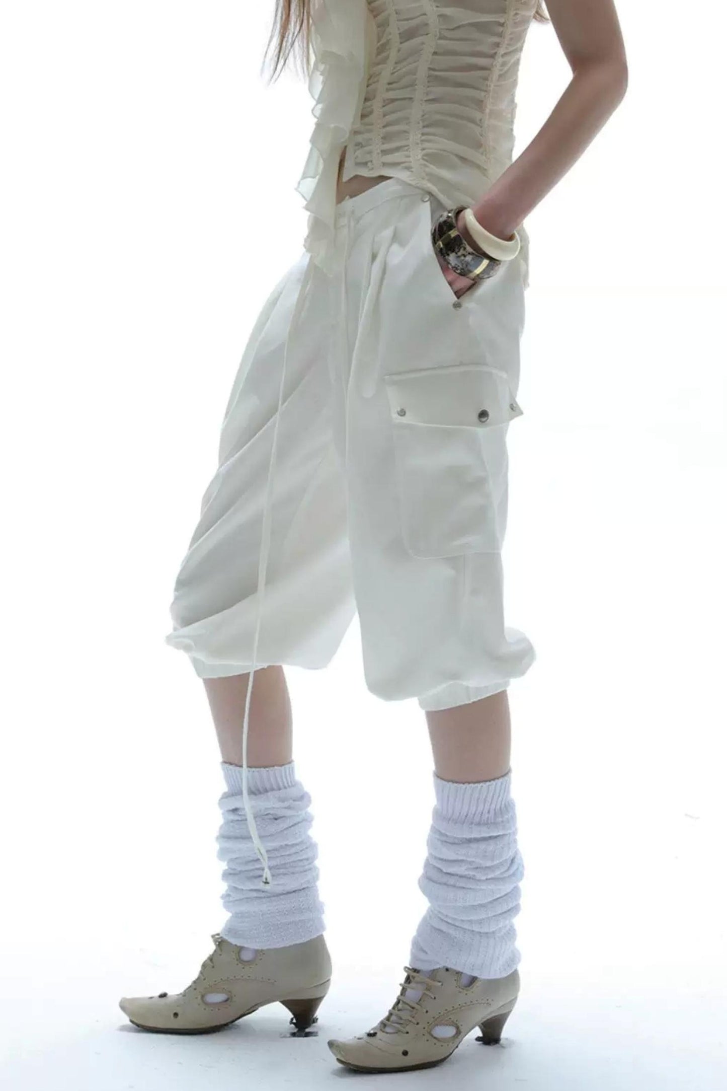 Equestrian Cargo Pleated Cuffed Pants