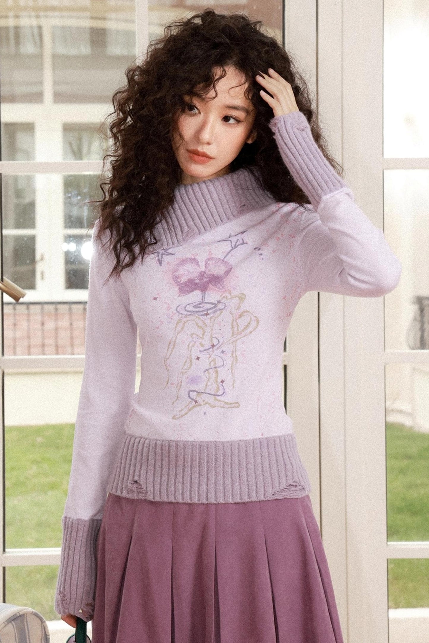 Flowers in Bloom Purple Sweater