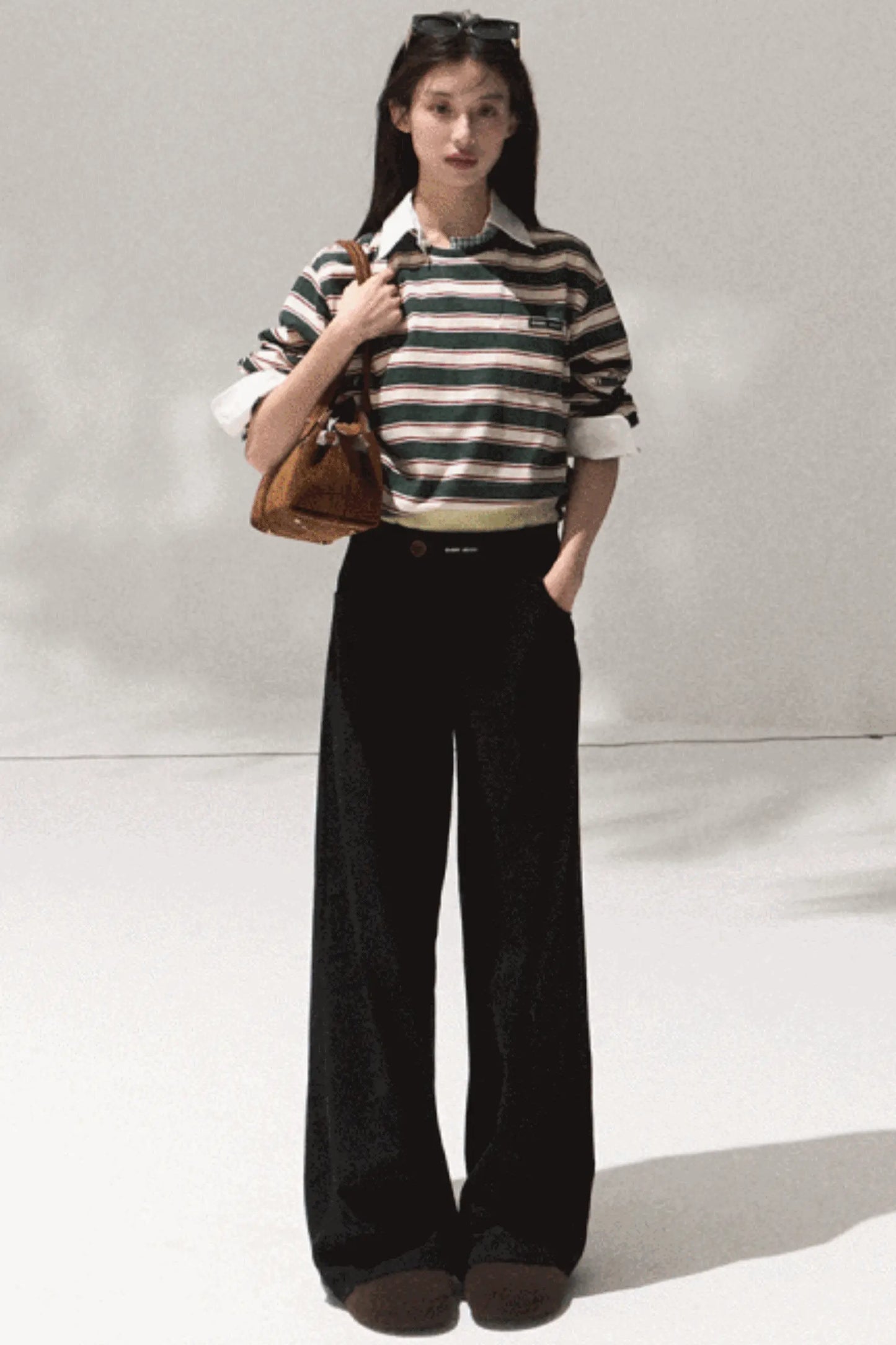 Linear Corduroy Straight Drape Pants