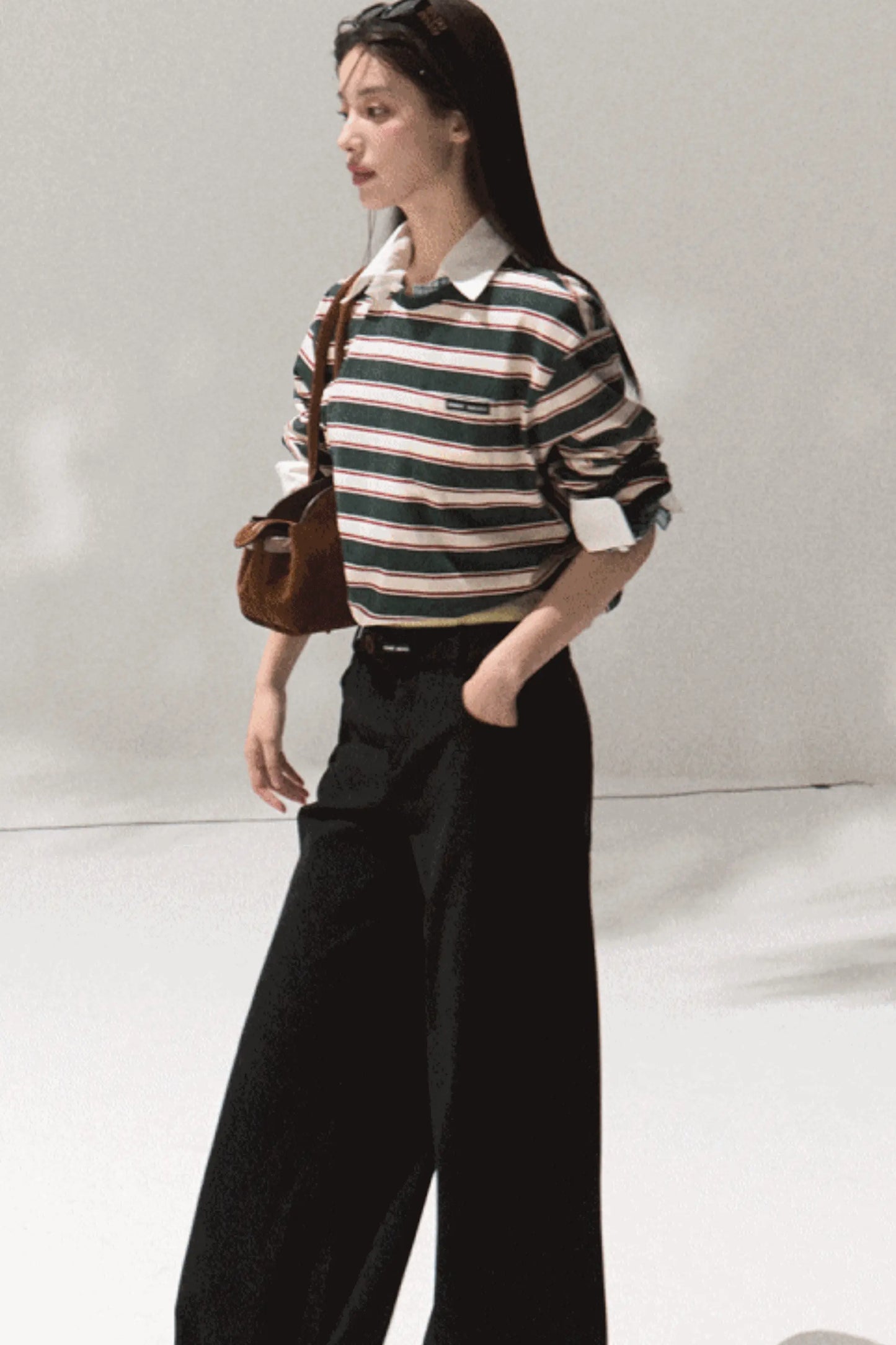 Linear Corduroy Straight Drape Pants