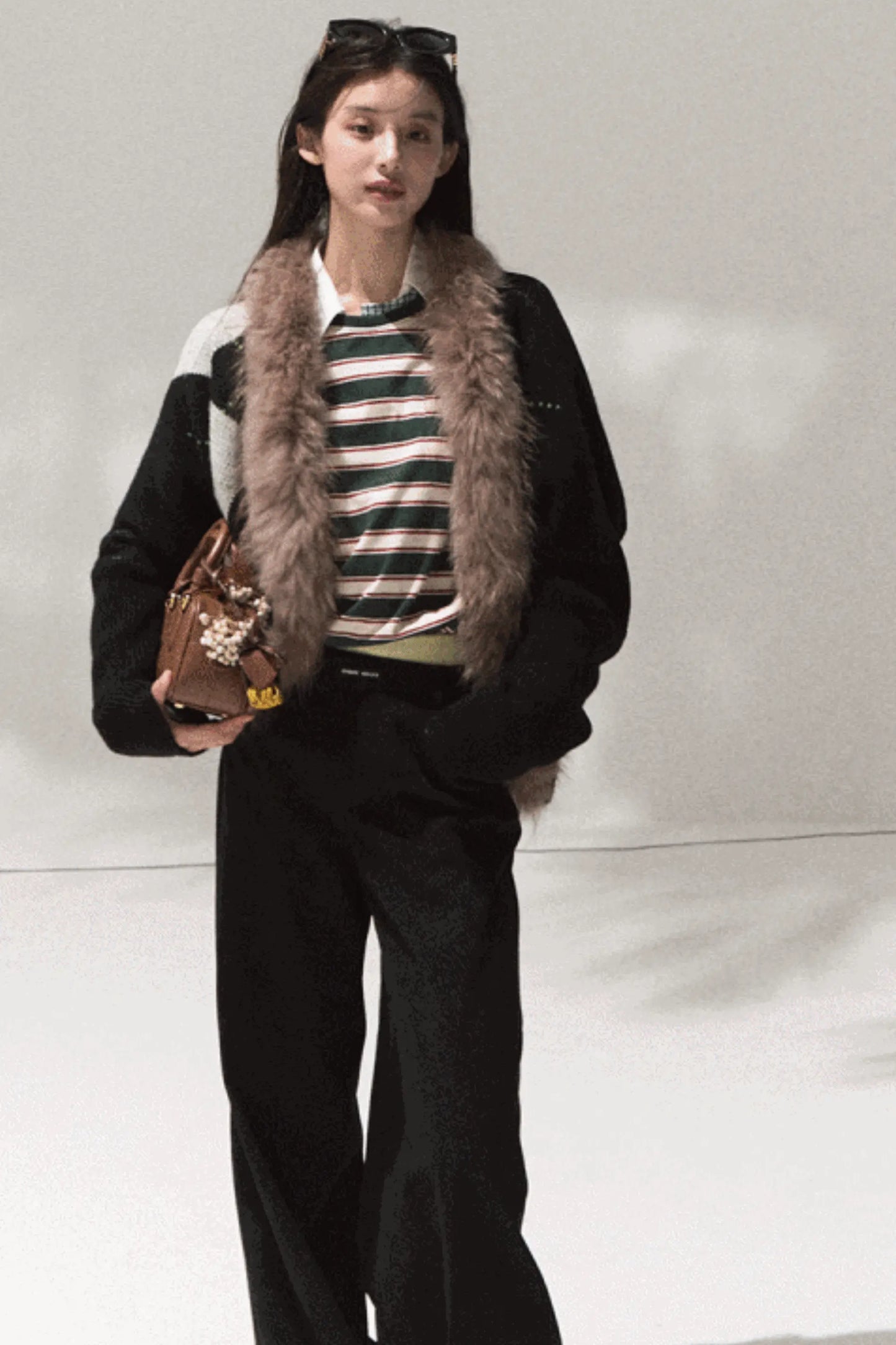 Linear Corduroy Straight Drape Pants