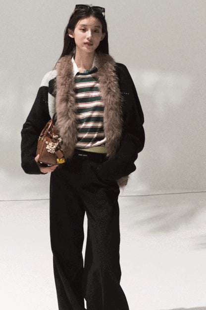 Linear Corduroy Straight Drape Pants