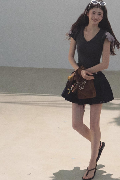 Embroidered Lyocell Puffy A-Line Skirt