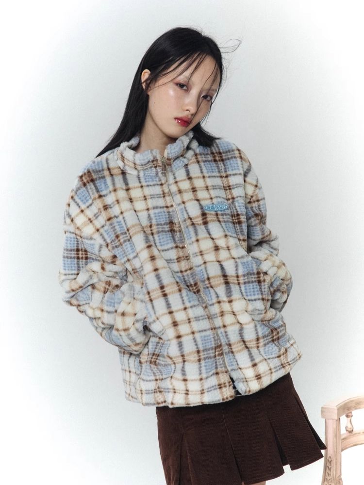 Soft Plaid Plush Thickened Jacket