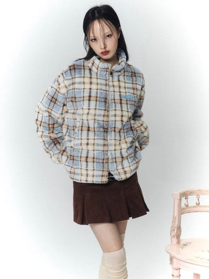 Soft Plaid Plush Thickened Jacket