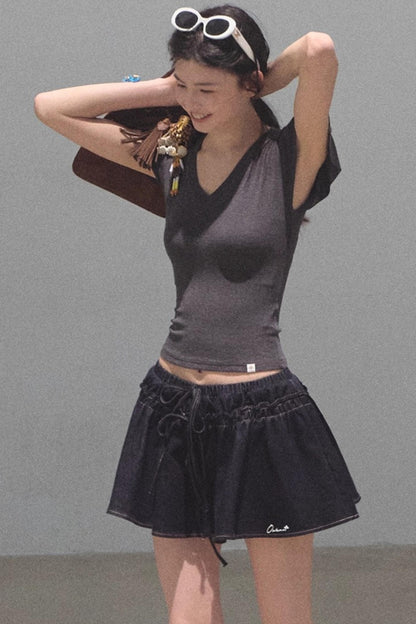 Embroidered Lyocell Puffy A-Line Skirt