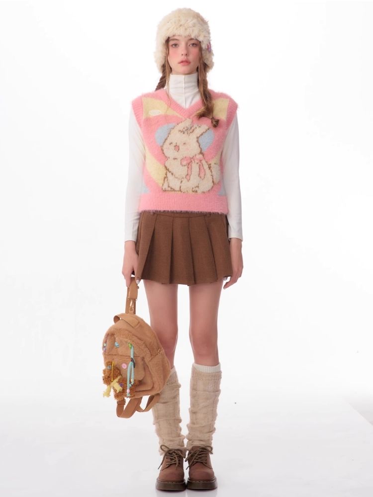 Pink Rabbit Love Knit V-Neck Sweater Vest