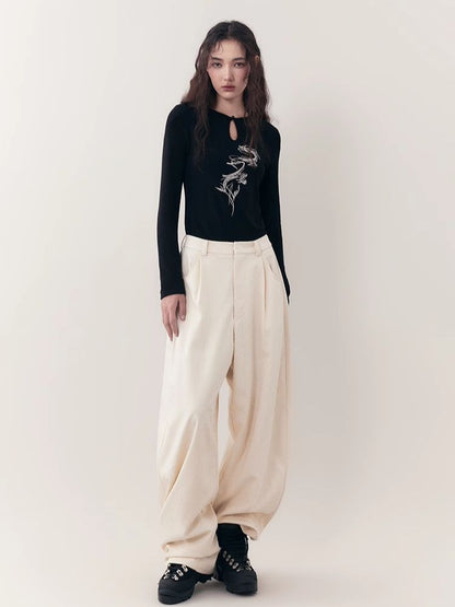 Loose Lazy Cocoon Straight Wide Leg Casual Pants