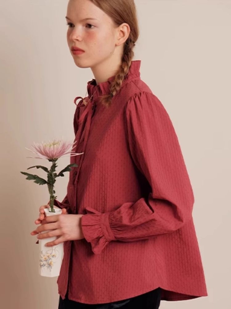 Textured Blush Plum Long Sleeve Shirt