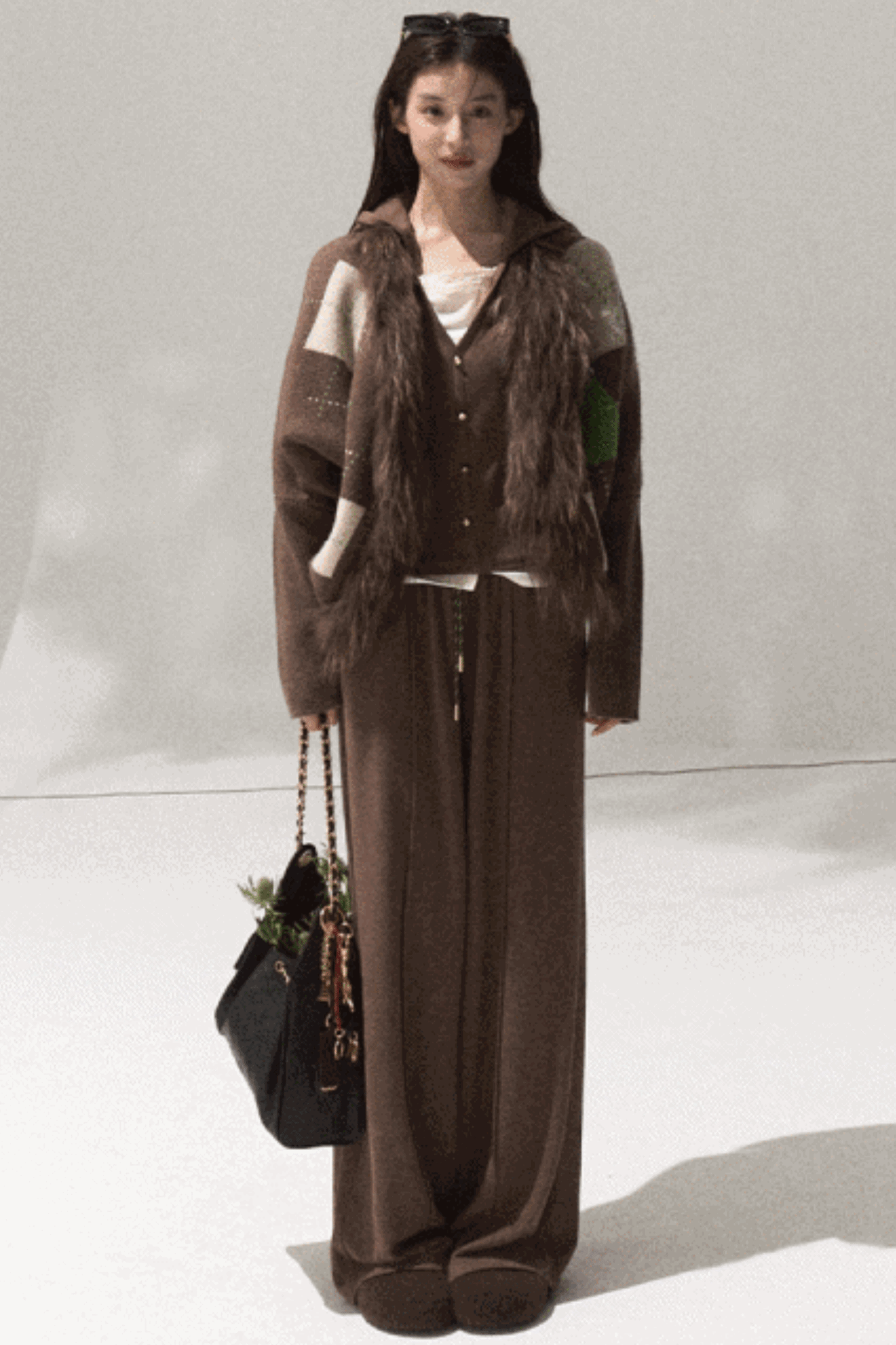 Tears Knit Top & Wide-Leg Pants Set-Up