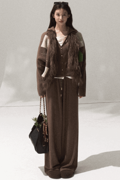 Tears Knit Top & Wide-Leg Pants Set-Up