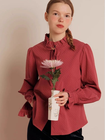 Textured Blush Plum Long Sleeve Shirt