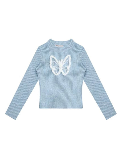 Butterfly Embroidery Long Sleeve Sweater