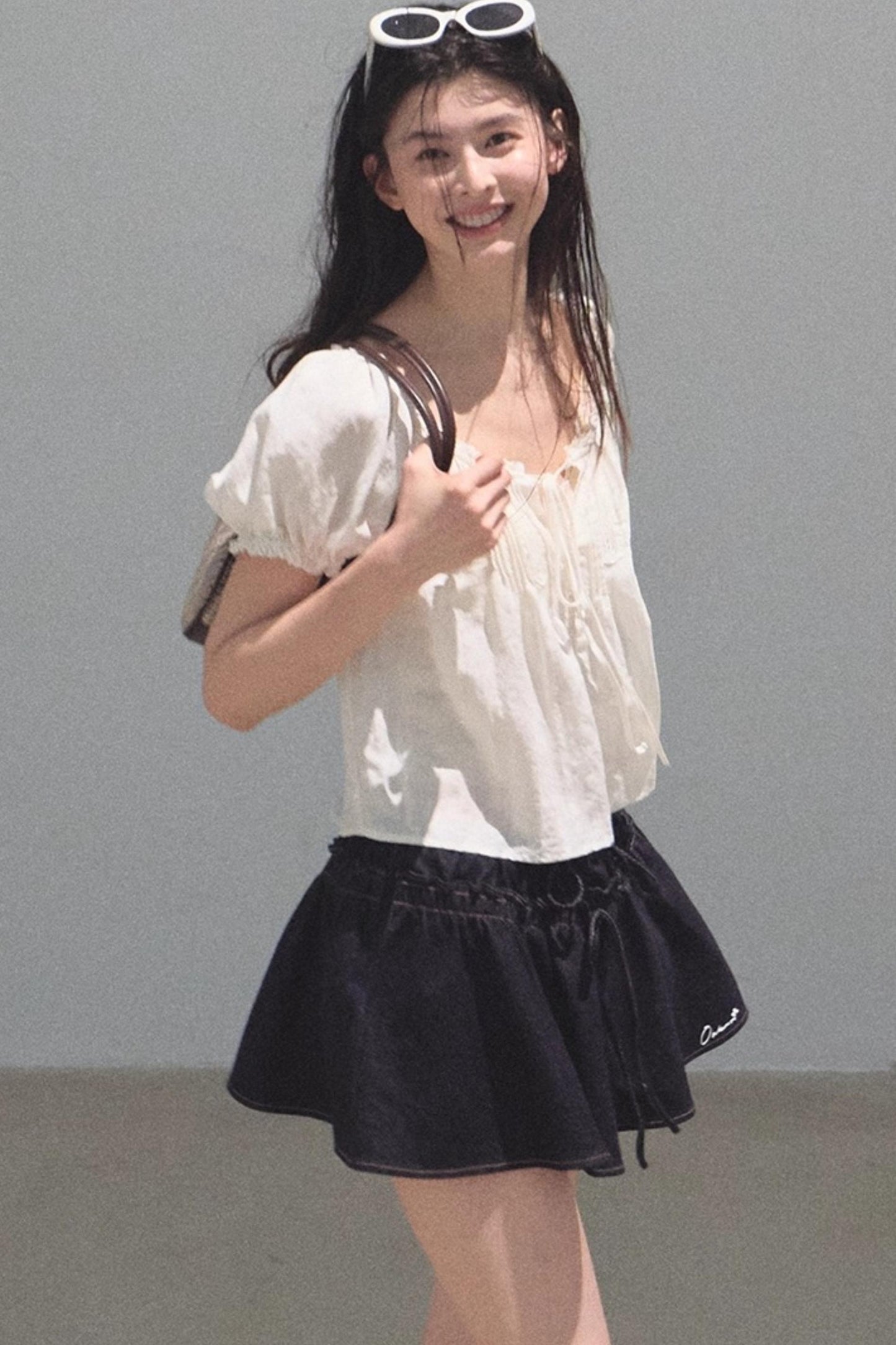 Embroidered Lyocell Puffy A-Line Skirt