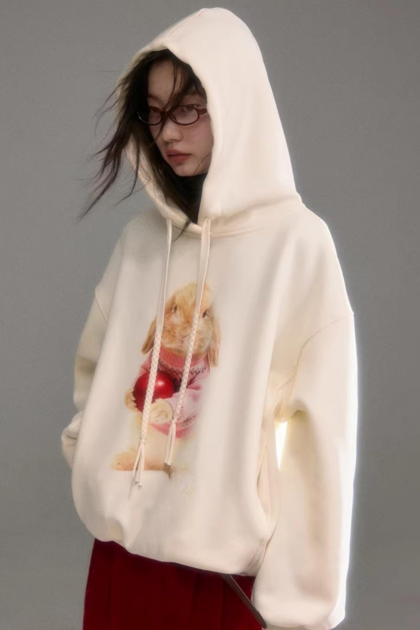 Apple Rabbit 후드 티셔츠