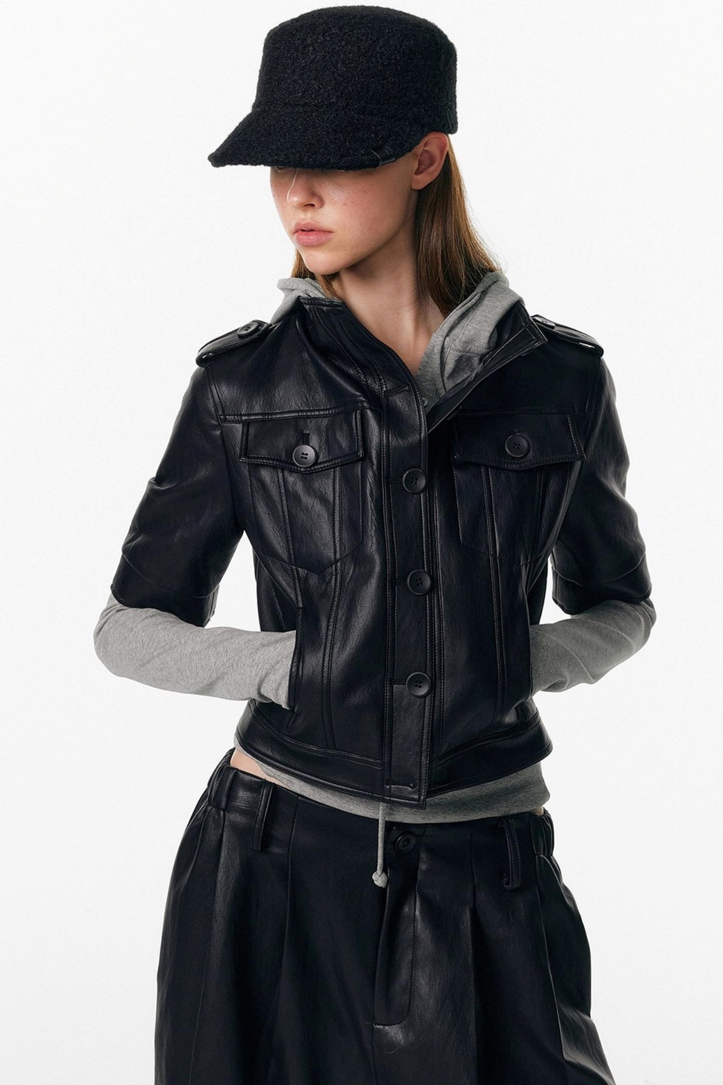 Drawstring Hooded Stretchy Top