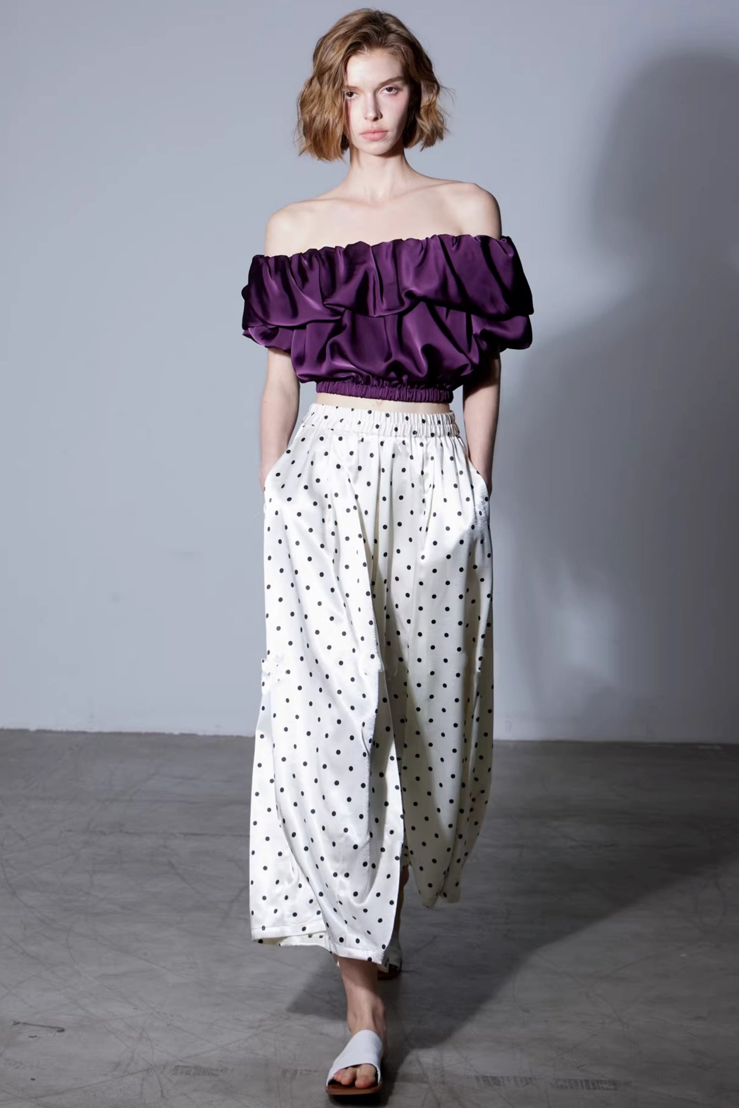 Off-White Polka Dot Silk Pants