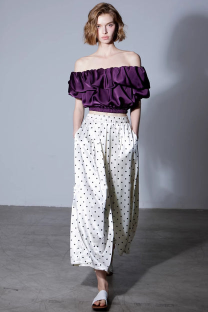 Off-White Polka Dot Silk Pants